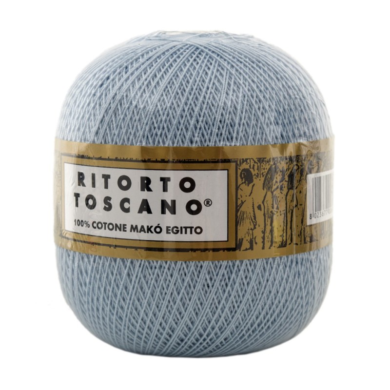 Filato Cotone Egiziano Makò 100% Ritorto Toscano Ispe N. 5 – Gomitolo 100 g – Colore Celeste 006