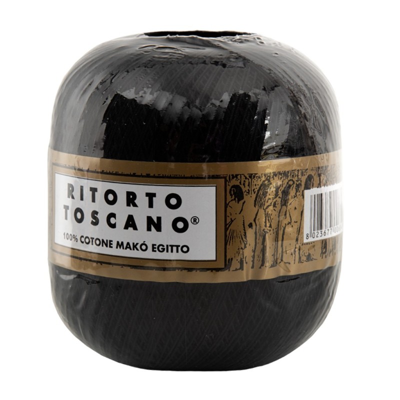 Filato Cotone Egiziano Makò 100% Ritorto Toscano Ispe N. 5 – Gomitolo 100 g – Colore Nero 010