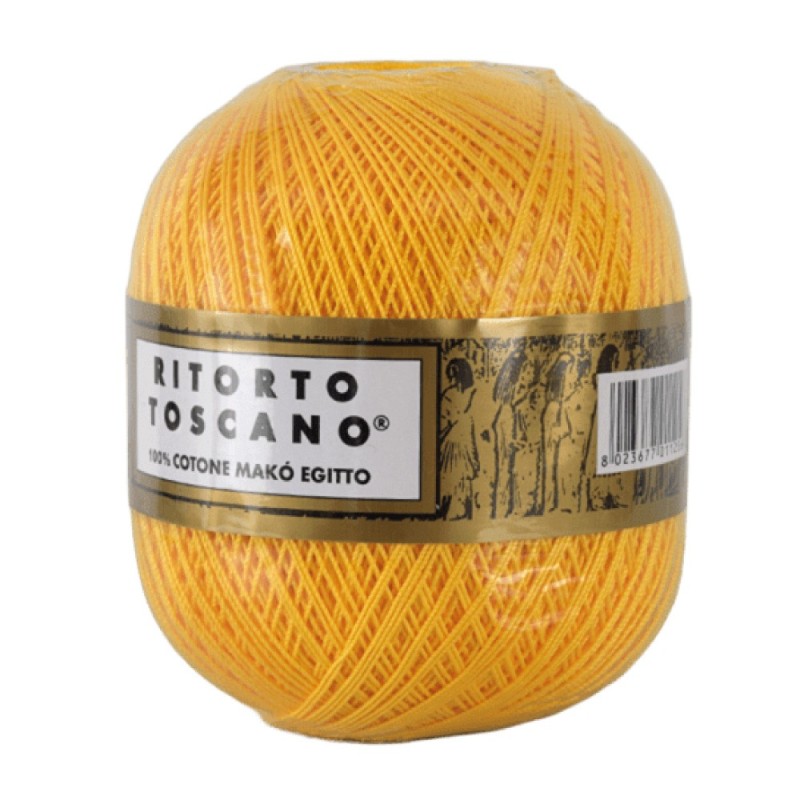 100% Egyptian Makò Cotton Yarn Twisted Toscano Ispe No. 5 – 100 g Ball – Color Yellow 012