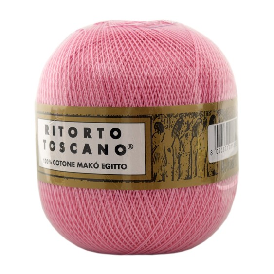 100% Egyptian Makò Cotton Yarn Twisted Toscano Ispe No. 5 – 100 g Ball – Pastel Pink Color 014