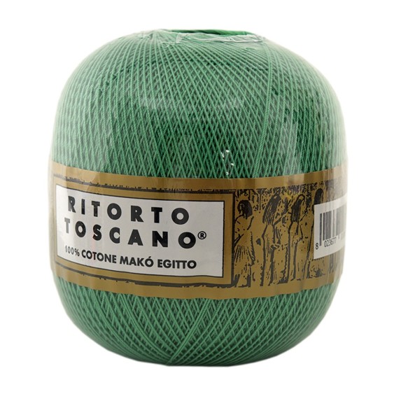 Filato Cotone Egiziano Makò 100% Ritorto Toscano Ispe N. 5 – Gomitolo 100 g – Colore Verde Prato 021
