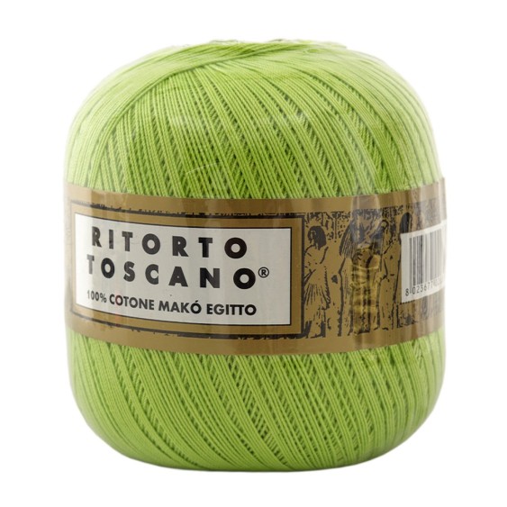 Filato Cotone Egiziano Makò 100% Ritorto Toscano Ispe N. 5 – Gomitolo 100 g – Colore Verdino 030