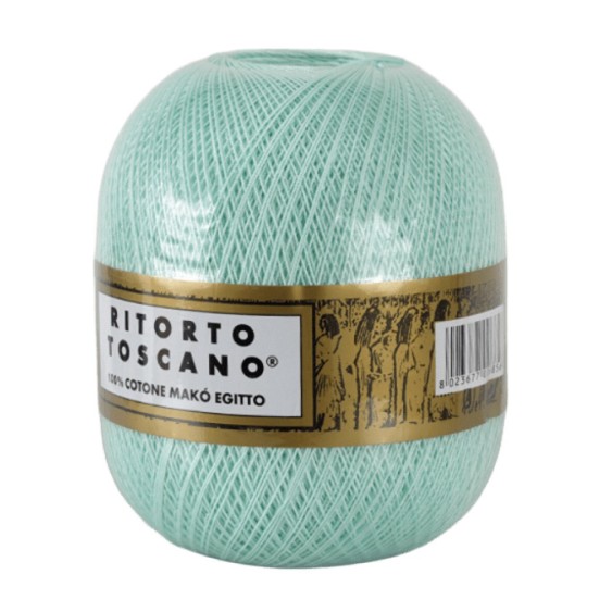 Filato Cotone Egiziano Makò 100% Ritorto Toscano Ispe N. 3 – Gomitolo 100 g – Colore Verde Acqua 004