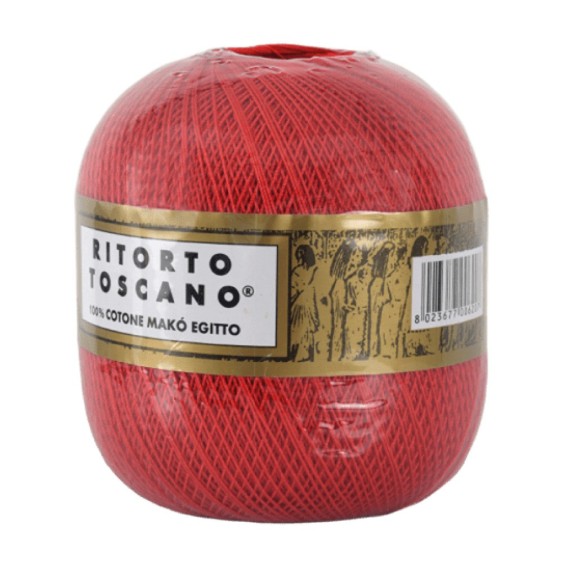 Filato Cotone Egiziano Makò 100% Ritorto Toscano Ispe N. 3 – Gomitolo 100 g – Colore Rosso 008