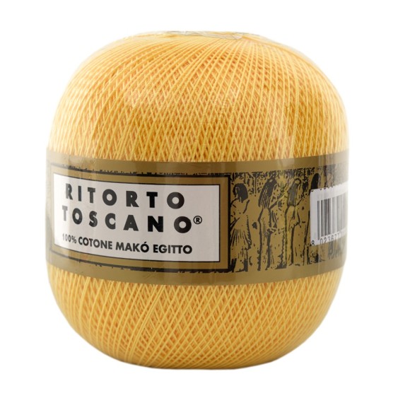100% Egyptian Makò Cotton Yarn Twisted Toscano Ispe No. 3 – 100 g Ball – Color Light Yellow 011