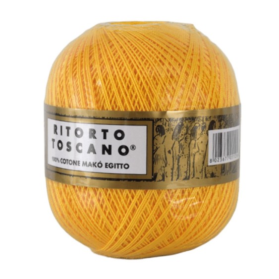 Filato Cotone Egiziano Makò 100% Ritorto Toscano Ispe N. 3 – Gomitolo 100 g – Colore Giallo 012