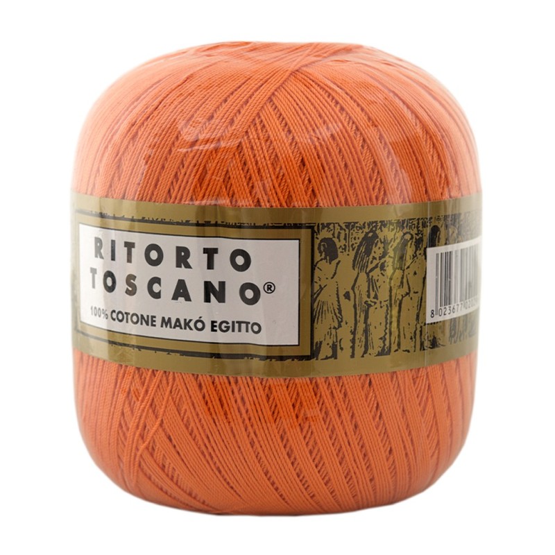 Filato Cotone Egiziano Makò 100% Ritorto Toscano Ispe N. 3 – Gomitolo 100 g – Colore Arancio Chiaro 027