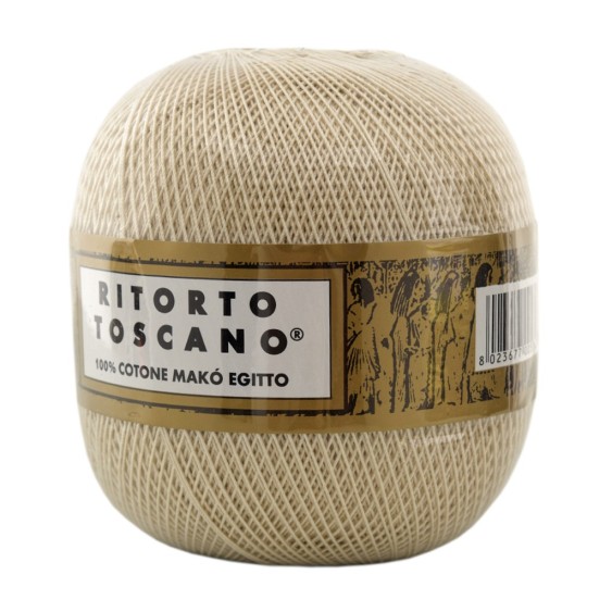 Filato Cotone Egiziano Makò 100% Ritorto Toscano Ispe N. 8 – Gomitolo 100 g – Colore Ecrù 002